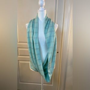 Beautiful New York & Co. Mint Green Infinity Scarf with Silver Sparkling Stripes